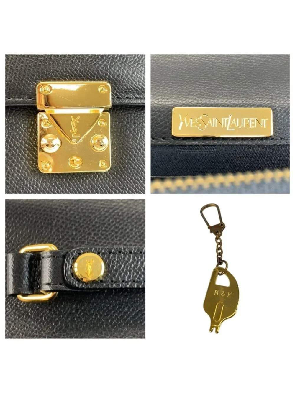 Saint Laurent Yves Vintage YSL Black Gold Clutch - Picture 3 of 9